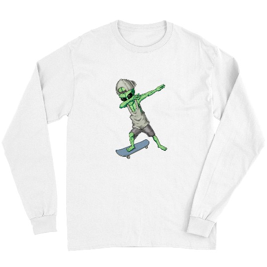 Aliens UFO Halloween Alien 2Funny Skateboard Mom Skateboard Dad Lover Long Sleeves