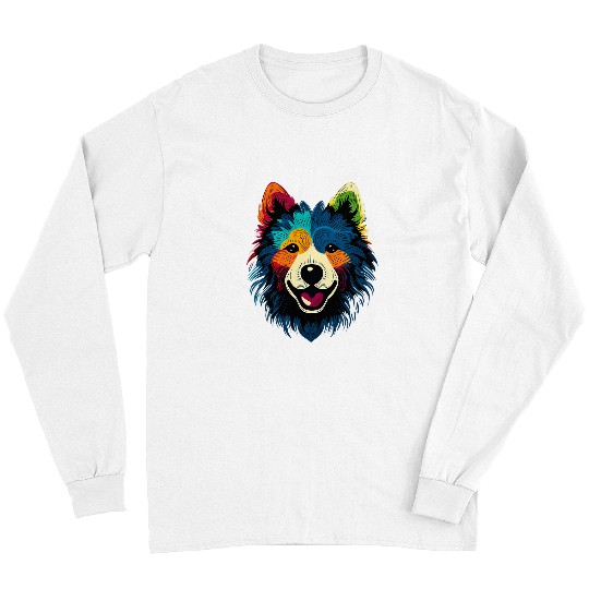 Samoyed Pet Dog Mom or Dad Colorful Puppy Art Lover Black Long Sleeves