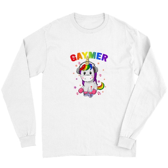Unicorn Pet Gaymer Gay Pride Flag LGBT Gamer LGBTQ Gaming Long Sleeves