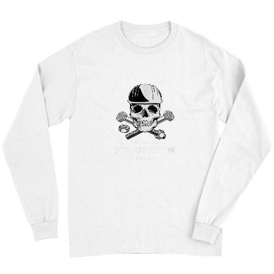 Retro Cool Houston Texas Mechanic Skull and Bolts Novelty Long Sleeves