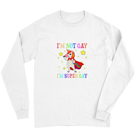Unicorn Pet LGBT Unicorn Super Gay Pride LGBT Ally Rainbow Flag Retro Long Sleeves