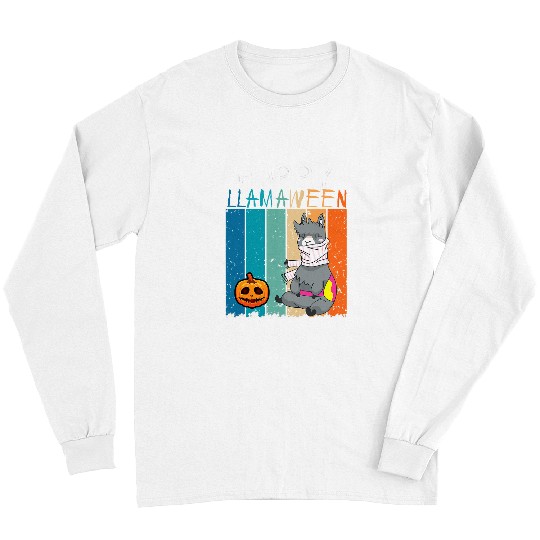 Llama Pet Happy Llamaween Llama Witch Retro Halloween Alpaca Animal 164 Long Sleeves