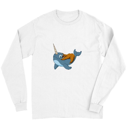 Sloth Pet Gift Narwhal Sloth Riding On Narwhal Animal Lover Art Long Sleeves