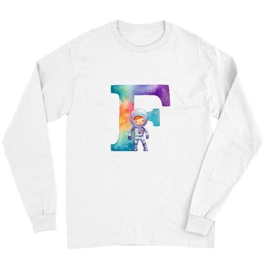 Astronaut Job Space Astronaut Letter F Name Monogram Initial Galaxy Planet Long Sleeves