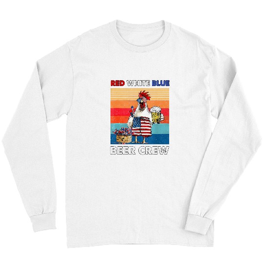 Chicken Pet 4th Of July Red White Blue Beer Chicken USA Flag Fireworks Long Sleeves
