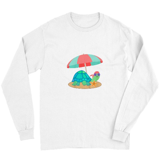 Turtle Pet Kids Vacation Themed Turtle with Starfish Long Sleeves