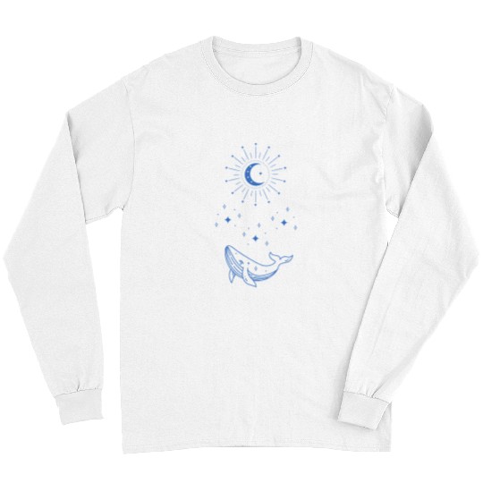 Whale Pet Boho Celestial Whale Ocean Crescent Moon Long Sleeves