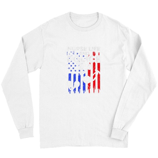 nurses Job Police Wife nurses Life USA Flag RN Mom 5 Long Sleeves