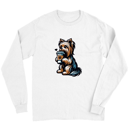 Yorkshire Pet Coffee Tea Drinking Yorkshire Terrier Yorkie Dog Puppy Lover Long Sleeves
