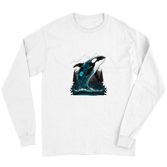 Whale Pet Colourful mystical orca whale watching dolphin pottWhale Pet Long Sleeves