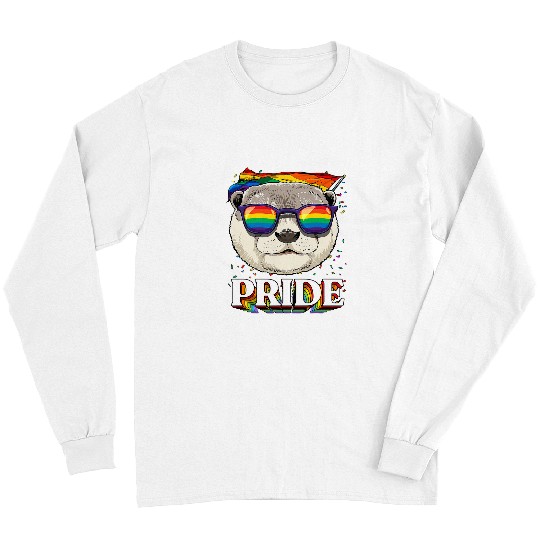 Otter Pet Otter Gay Pride LGBTQ Rainbow Flag Sunglasses Long Sleeves