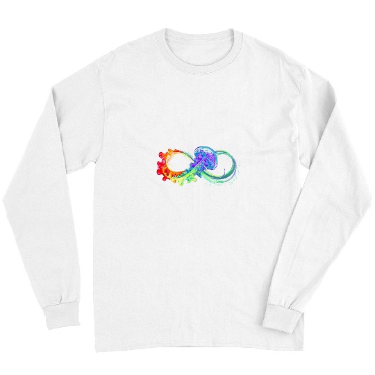 Autism Puzzle  for Women Teacher Rainbow Infinity Jellyfish Long Sleeves