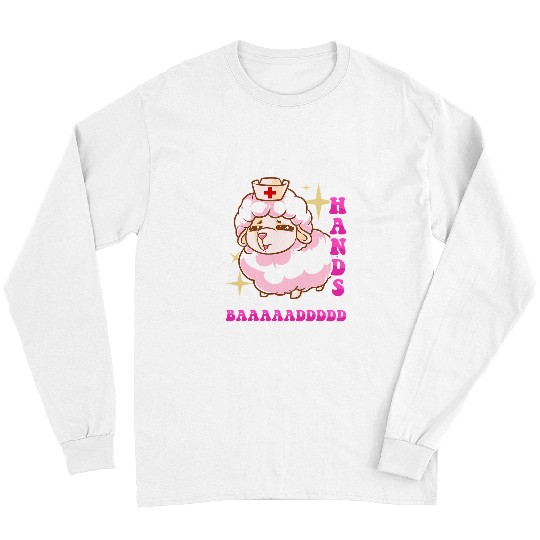 Sheep Pet nurses Hand Washing Lamb Germs Are Bad Funny Sheep 95 Long Sleeves