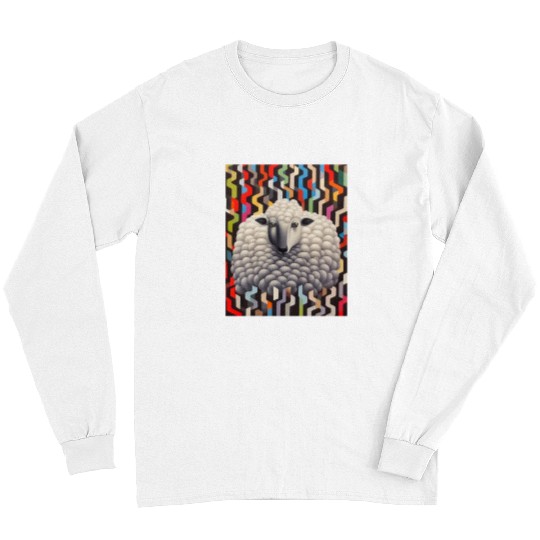 Sheep Pet Farm Animal Lamb Optical Illusion Ewe Op Art Sheep 08 Long Sleeves