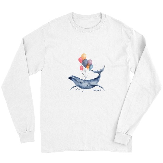 Whale Pet Creatures Balloon Illustration Beautiful Cute Watercolor Hand Painted Sty Long Sleeves