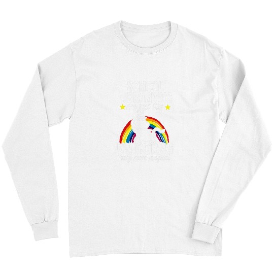 Book Fun School Librarian Unicorns Cute Teacher Book Lover Nerd Long Sleeves