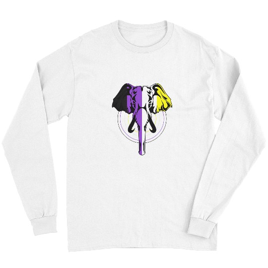 Elephant Mammal LGBT Nonbinary Flag LGBT Pride Third Gender Non Binary Long Sleeves