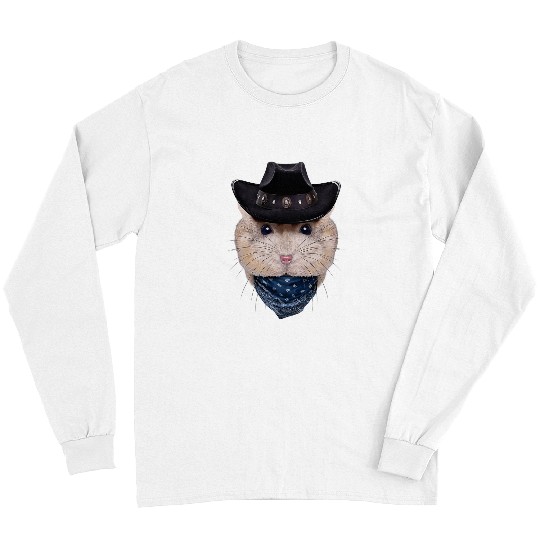 Hamster Pet Pudding Dwarf Hamster in Cowboy Hat and Bandana Long Sleeves