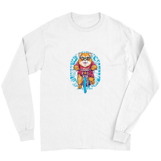 Hamster Pet Riding Bicycle Cyclist Hammy Cycling Pop Art Long Sleeves