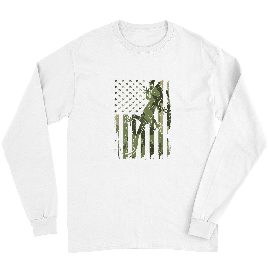 Komodo Pet Camouflage American Flag Decorations Reptile Lizard Long Sleeves
