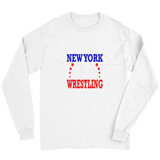 Sport Wrestling New York Wrestling Wrestler Gift Red White Blue Long Sleeves