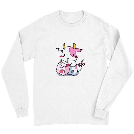 Cow Pet Cute Strawberry Cow Adorable Pink Cow Strawberry Milk Cow Long Sleeves