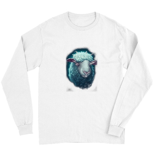 Sheep Pet Face Light Blue Fur Animal Lover Long Sleeves