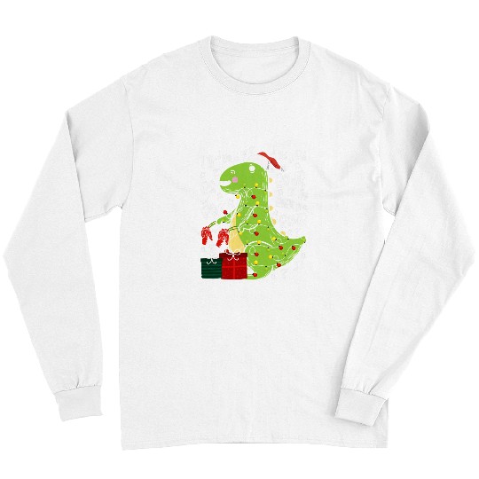 Dinosaur Pet xmass Tree Magic Time Dino Trex Elf Santa Long Sleeves