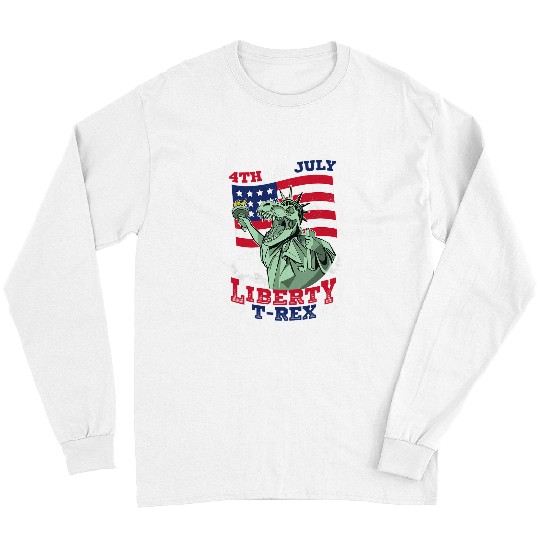 Dinosaur Pet 4th Of July Liberty TRex American Flag Long Sleeves
