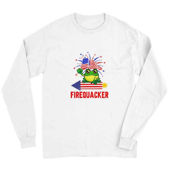 Frog Pet Funny Fourth of July USA Firequacker Long Sleeves