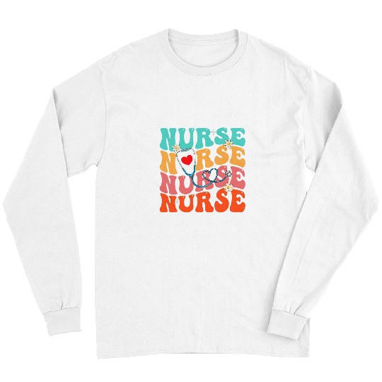 nurses Job Cute Groovy Stethoscope nurses Life Nursing nurses Week nurses Long Sleeves