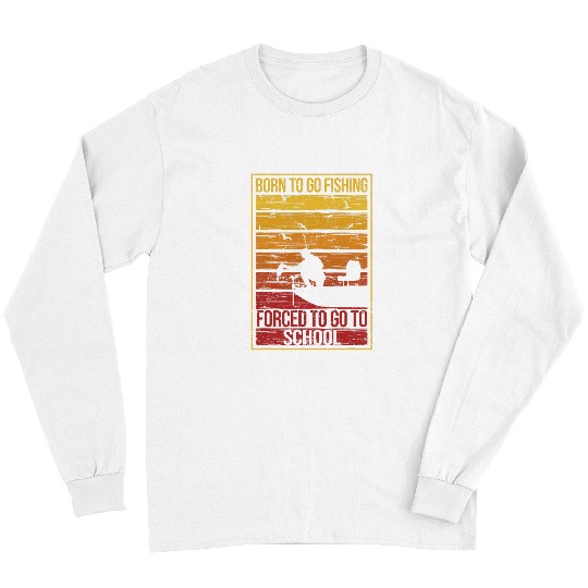 Fishing Fun Cool Funny Born To Go Fishing Bass Fish Fisherman Boys Kids Long Sleeves