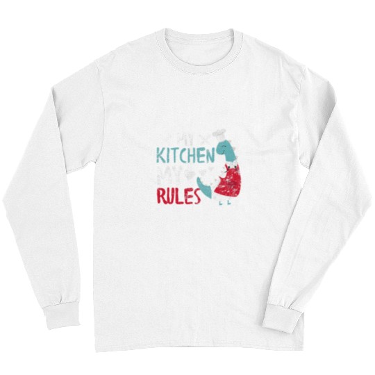 Dinosaur Pet My Kitchen My Rules Mothers Day Cooking Chef Mama Long Sleeves