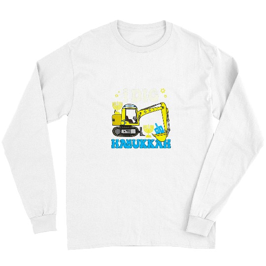 Excavator Fun Kids I Dig Hanukkah Excavator Construction Toddler Hanukkah Boys 1 Long Sleeves