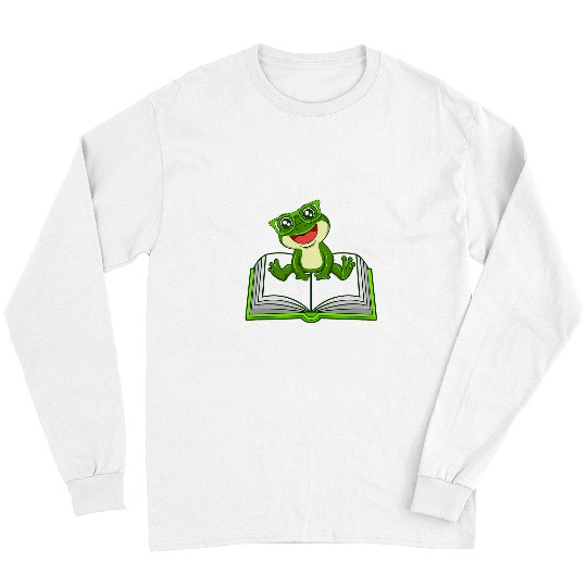 Frog Pet Funny Frog Book Club Reading Literature Long Sleeves