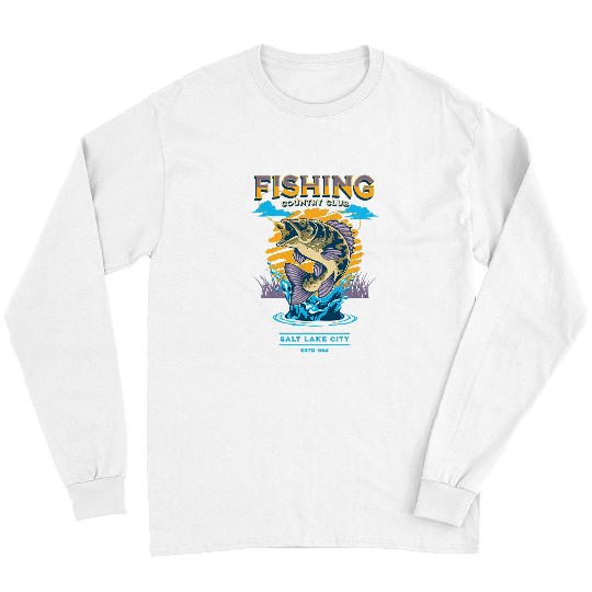 Fishing Fun country club for fisher dads and fathers day Long Sleeves