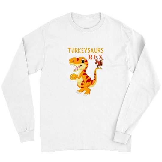 Dinosaur Pet Thanksgiving Dinosaur Turkey Turkeysaurus Pumpkin Fall Long Sleeves