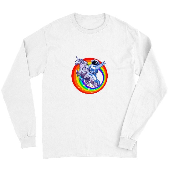 Unicorn Pet LGBT Pride Astronaut Riding Rainbow Unicorn NASA LGBT Spaceman Long Sleeves