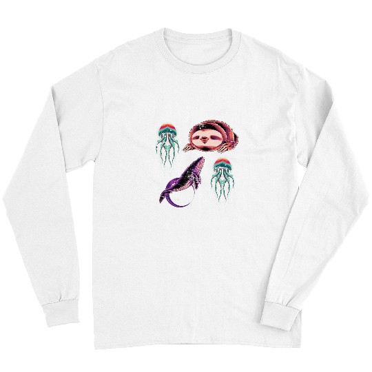 Sloth Pet Gift Outer Space Whale Sloth Jellyfish Kids Astronaut Science Long Sleeves