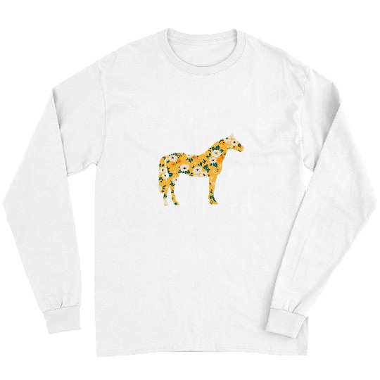 Horse Pet Cute Horse Owner Flower Floral Silhouette Equestrian Cowgirl 2 Long Sleeves