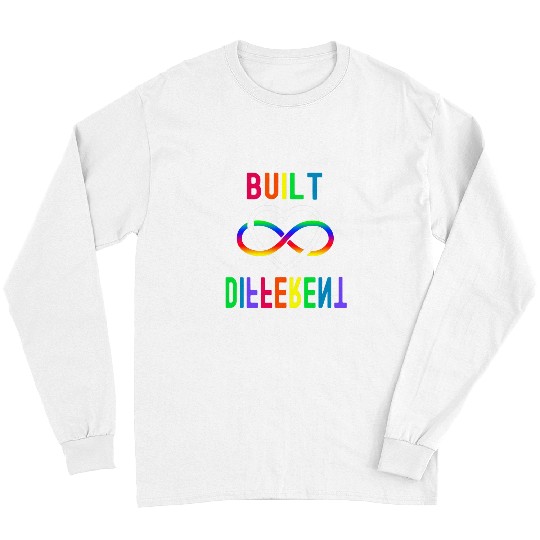 Autism Puzzle Built Different Rainbow Infinity Long Sleeves
