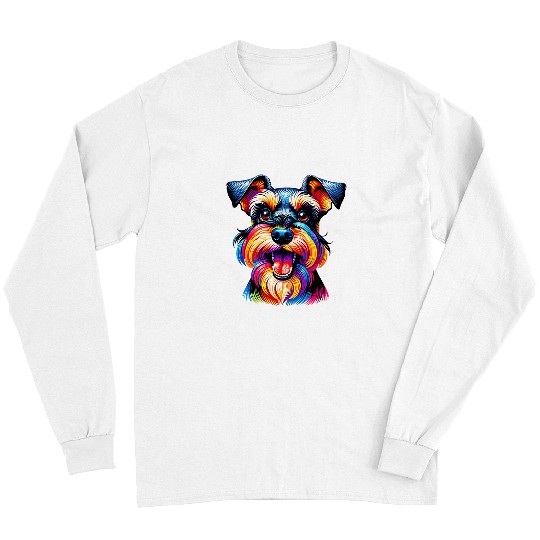 Schnauzer Pet Funny Happy Miniature Schnauzer Dog Puppy Lover Laughing Long Sleeves
