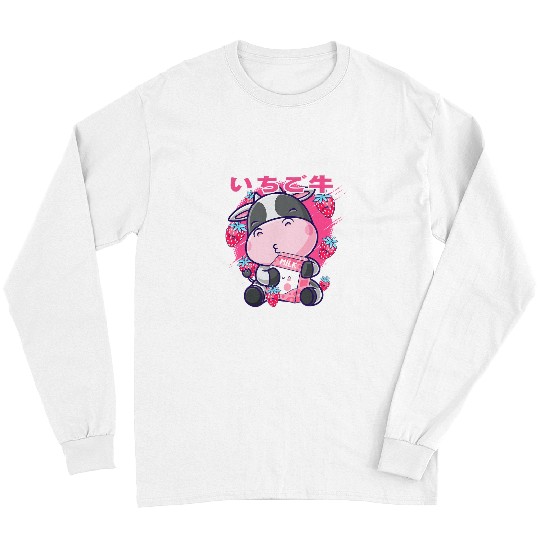 Cow Pet Funny Strawberry Cow Milk Japanese Kawaii Strawberry Milk 124 Long Sleeves