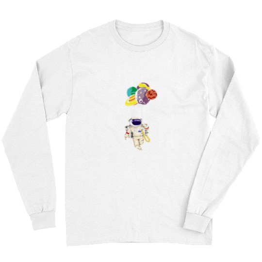 Astronaut Job Planets Balloons Astronomy Space Scientist Funny Astronaut Long Sleeves