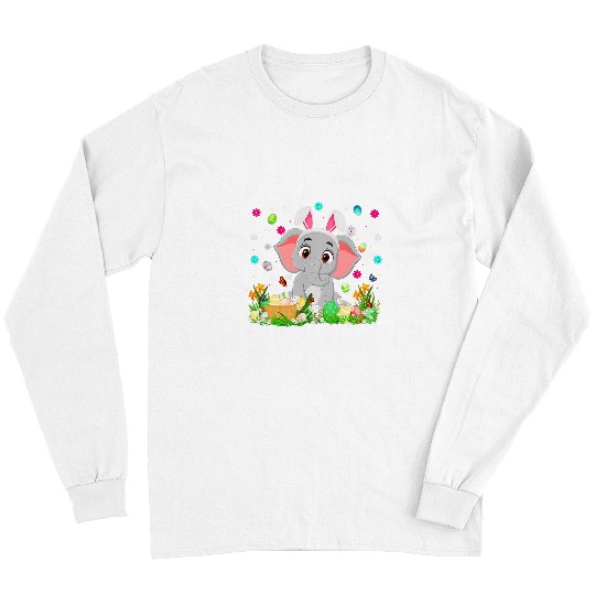 Elephant Mammal Bunny Easter Egg Lover Funny Elephant Easter Sunday Long Sleeves