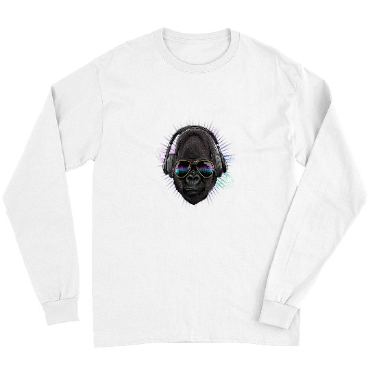 Gorilla Pet EDM House Music DJs Gorilla Monkey Music Lover Music Artist Long Sleeves