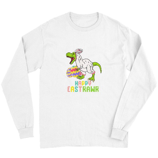 Dinosaur Pet Kids Kids Happy Eastrawr Trex Easter Bunny Egg Funny Dinosaur Kid 1 Long Sleeves