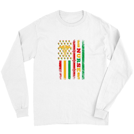 nurses Job Proud Black nurses African Americans Juneteenth Afro Flag 1 Long Sleeves