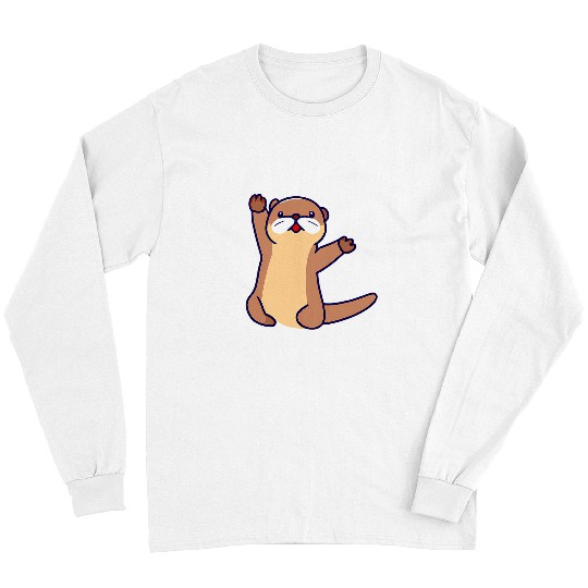 Otter Pet Otters Charming Little Sea Otter Waving Anime Long Sleeves