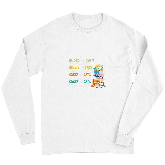 Book Fun and Cats Funny Book Cat Lover Long Sleeves